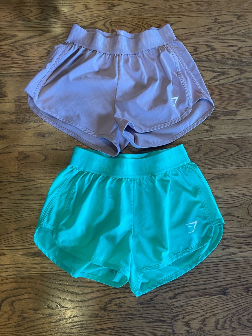 Gymshark Women’s High-Waist Athletic Shorts – purple and green